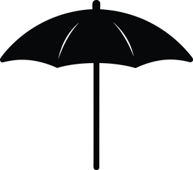 black beach umbrella silhouette on white background