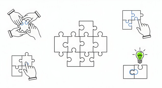 "Vibrant Multicolored Puzzle Pieces for Diversity and Creative Collaboration"