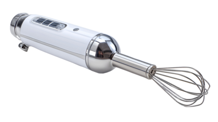 White handheld electric whisk mixer isolated on transparent background