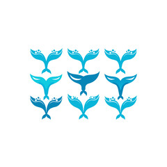 Fototapeta premium different whale tail set 