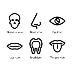 Skeleton, nose, eye, lips, tooth, tongue, icon