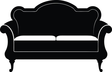 black sofa silhouette on white background