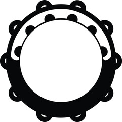 black tambourine silhouette on white background