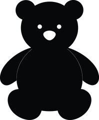 black teddy bear silhouette on white background