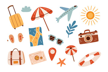 Dreamy Vacation Accessories: A curated assortment of travel essentials, from a stylish suitcase to a classic camera, inviting viewers to embark on a journey of their own.