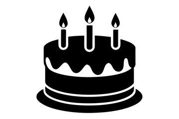 Layered Cake with Three Candles Silhouette