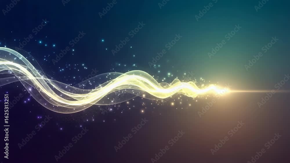Poster abstract light trail with glowing particles for modern background use. abstract light trail with wav