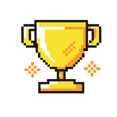 Golden pixel trophy with sparkling accents award winner