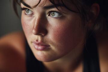 Fototapeta premium close up portrait of a female athlete with natural sweat and skin texture