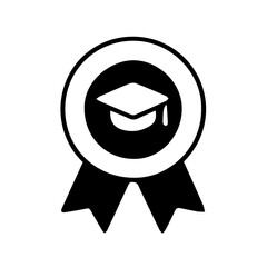Graduation Award Badge in Black Vector Silhouette Style, Editable Formats: AI, EPS, JPG, PNG, Ideal for Both Digital and Print Use

