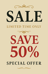 A festive retro Christmas banner illustration with a vintage typography design and a paper texture