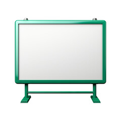Obraz premium Blank green billboard with metallic frame display isolated on transparent white background, clipping path