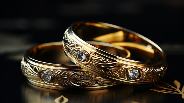 golden wedding rings HD 8K wallpaper Stock Photographic Image