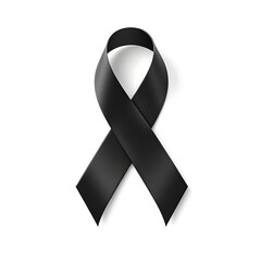 Black ribbon mourning symbol isolated on white background isolated on transparent background
