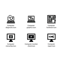 Computer diagnostic, Computer graphics, Hardware, Microchip, Monitor check, Repair, icon