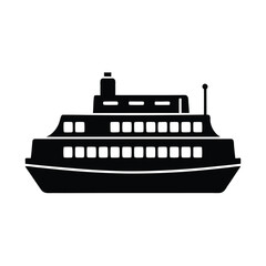 Obraz premium ferry-boat-silhouette-icon---two-deck-transport-ve.eps