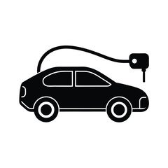 Fototapeta premium electric-car-silhouette-icon-with-charging-cable--.eps