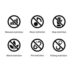 Network, Music, Stop, Weed, Pin, Fishing, Restriction icon