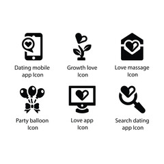 Dating mobile app, Growth love, Love massage, Party balloon, Love app, Search dating app, icon