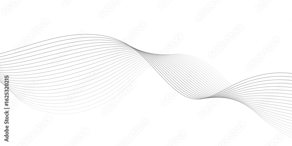 Poster abstract smooth white wave digital geometric technology, data science frequency gradient lines on tr