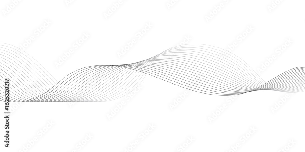 Poster abstract smooth white wave digital geometric technology, data science frequency gradient lines on tr