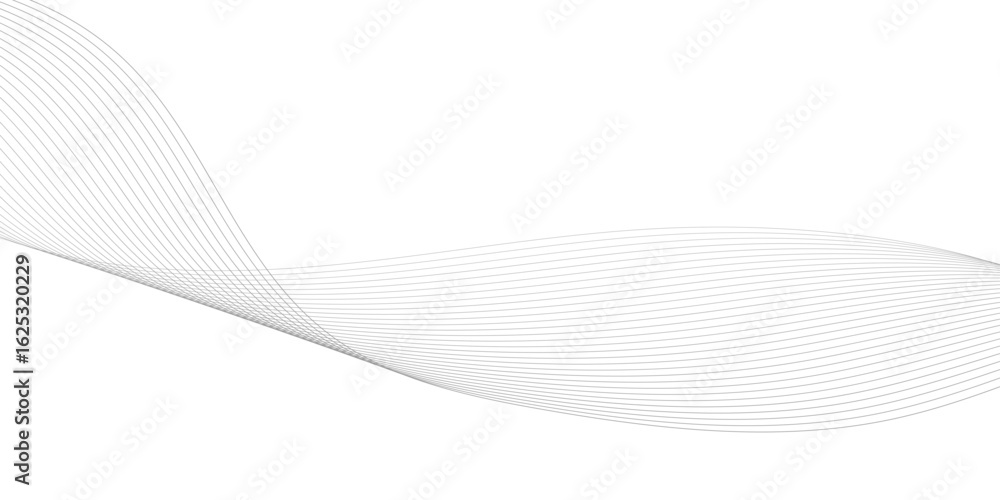 Poster abstract smooth white wave digital geometric technology, data science frequency gradient lines on tr