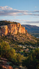 Red and Orange Rock Cliffs at Sunset, Colorado Landscape