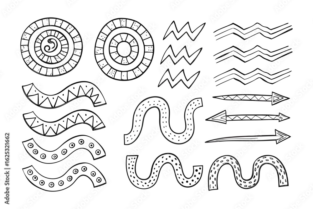 Poster artistic abstract illustrations: a collection of hand-drawn illustrations showcasing intricate spira