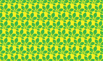 Seamless vector pattern of vintage green and yellow leaves for a retro floral backdrop