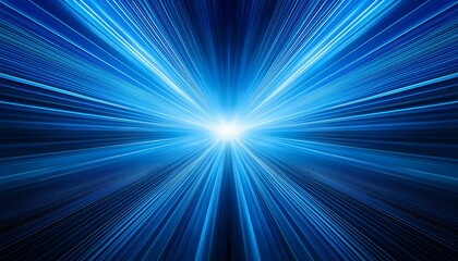 abstract vibrant blue light rays radiating from a central point