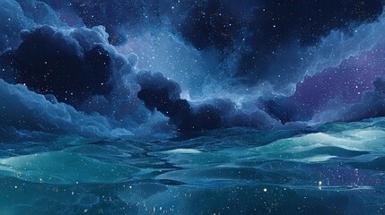 Fototapeta premium Night Sky With Stars And Clouds