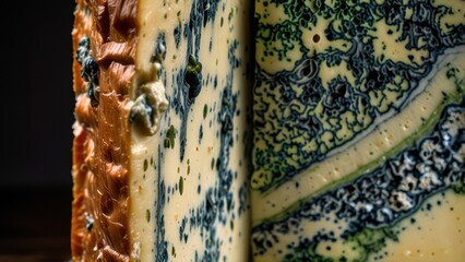 Scientific Macro of Fungal Overgrowth on Aging Blue Cheese Culture Surface