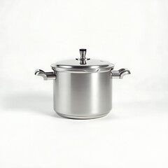 Stainless steel cooking pot with lid isolated on white background