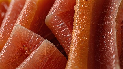 Macro Close-Up of Sugar-Dusted Candied Grapefruit Peel with Citrus Glow


