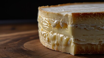 Close-Up Macro of Soft French Brie Cheese Edge with Creamy Texture Detail