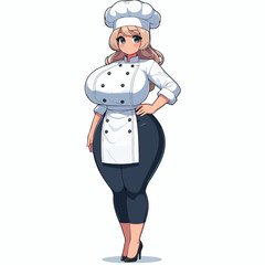 vector image of a full-bodied female chef
