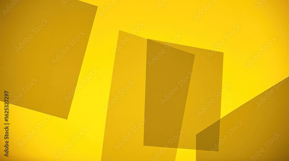 Poster abstract geometric translucent washi patterns, image on an abstract yellow background