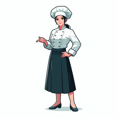 vector image of a full-bodied female chef