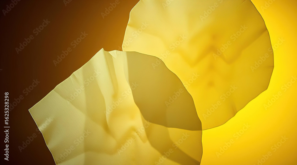 Poster abstract geometric translucent washi patterns, image on an abstract yellow background