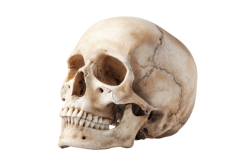 A skull is shown in a white background