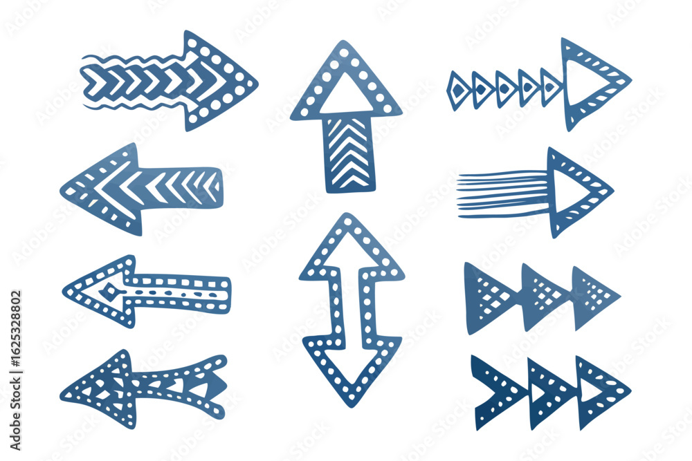 Aufkleber arrow collection: a collection of creatively designed arrows, each with unique patterns and directio