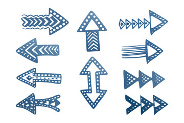 Arrow collection: A collection of creatively designed arrows, each with unique patterns and direction, perfect for conveying diverse concepts in a visually appealing way. 
