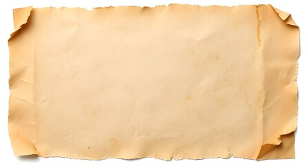 Aged parchment paper texture isolated on white background isolated on transparent background