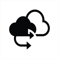Cloud Sync Icon Silhouette Vector Illustration