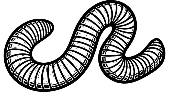 black and white worm drawing clip art preview