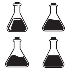 Four Erlenmeyer Flasks with Cork Stoppers science laboratory