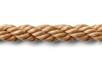 Fototapeta premium Close-up of thick twisted rope with detailed texture against white background