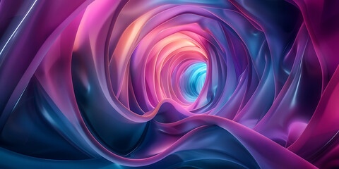 Obraz premium Vibrant swirling tunnel of iridescent colors, abstract digital art