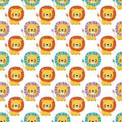 Colorful lion pattern on white background