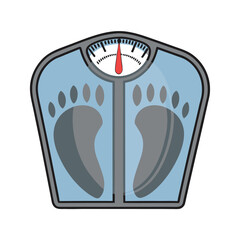 Blue scale with gray footprints and red needle weight measurement